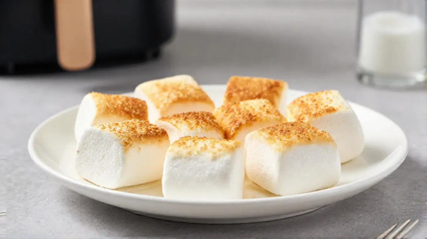 Leckere Marshmallows, perfekt geröstet im Airfryer für die süßeste Versuchung.