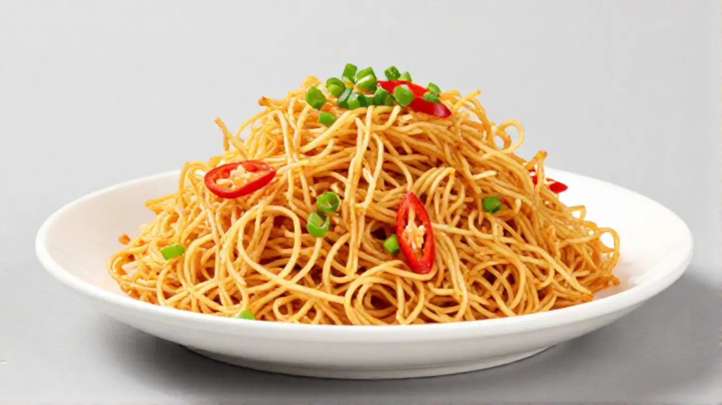 Knusprige Mie Nudeln im Airfryer, perfekt zubereitet mit frischem Gemüse.