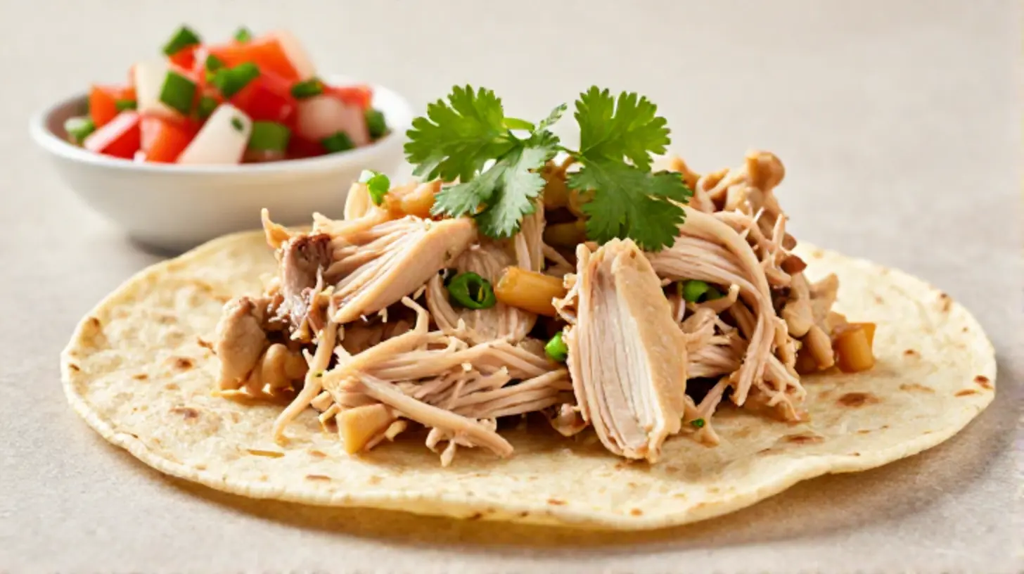 Saftiges pulled chicken aus dem Airfryer, zubereitet mit köstlichen Gewürzen.