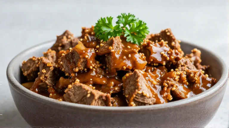 Saftiges Rindergulasch, perfekt zubereitet im Airfryer für eine köstliche Mahlzeit.