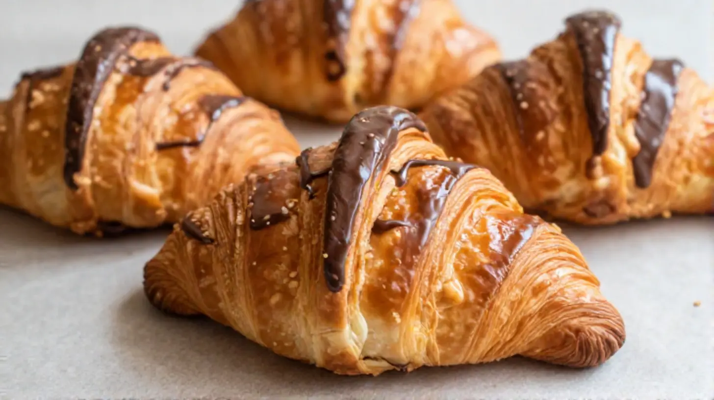 Leckere Schokobrötchen aus dem Airfryer mit schmelzender Schokolade.