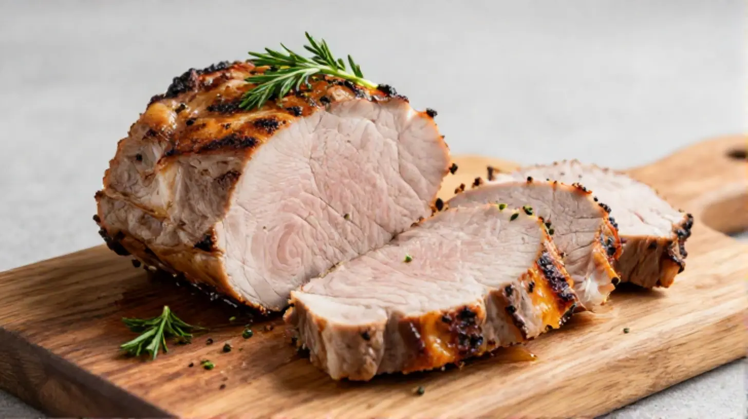 Saftige Schweinelende im Airfryer, perfekt zubereitet für ein herzhaftes Abendessen.