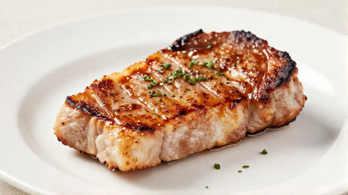 Saftiges Schweinesteak, perfekt zubereitet im Airfryer für ein schnelles und leckeres Abendessen.