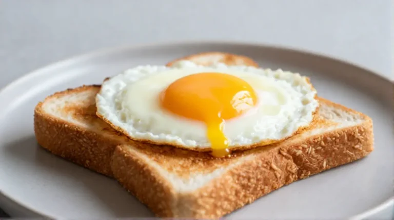 Knuspriger Toast mit perfekt zubereitetem Ei aus dem Airfryer für ein schnelles Frühstück.
