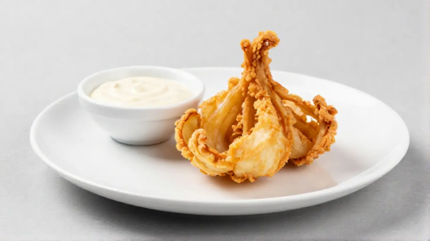 Leckere Zwiebelblume aus dem Airfryer, perfekt für gesellige Abende.