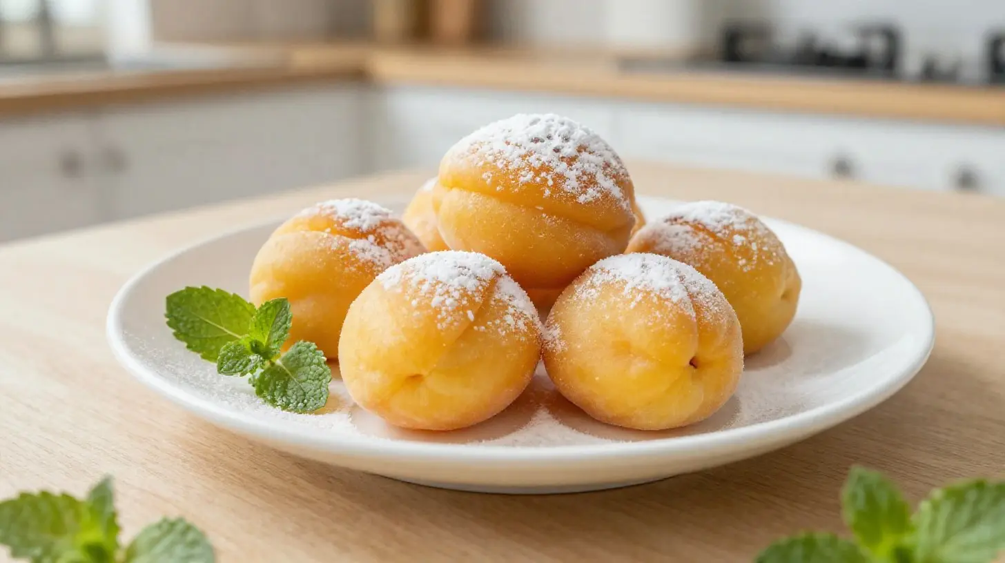 Leckere Aprikosenknödel, perfekt zubereitet im Airfryer für einen saftigen Biss.