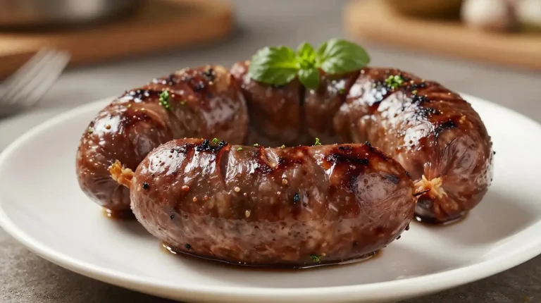Leckere Blutwurst, knusprig zubereitet im Airfryer für ein herzhaftes Gericht.