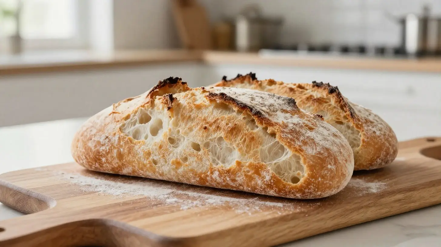 Leckere Ciabatta aus der Heißluftfritteuse mit knuspriger Kruste und luftigem Inneren.