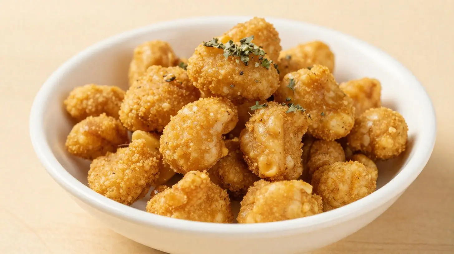 Leckere Curry-Nüsse zubereitet im Airfryer für den perfekten Snack.