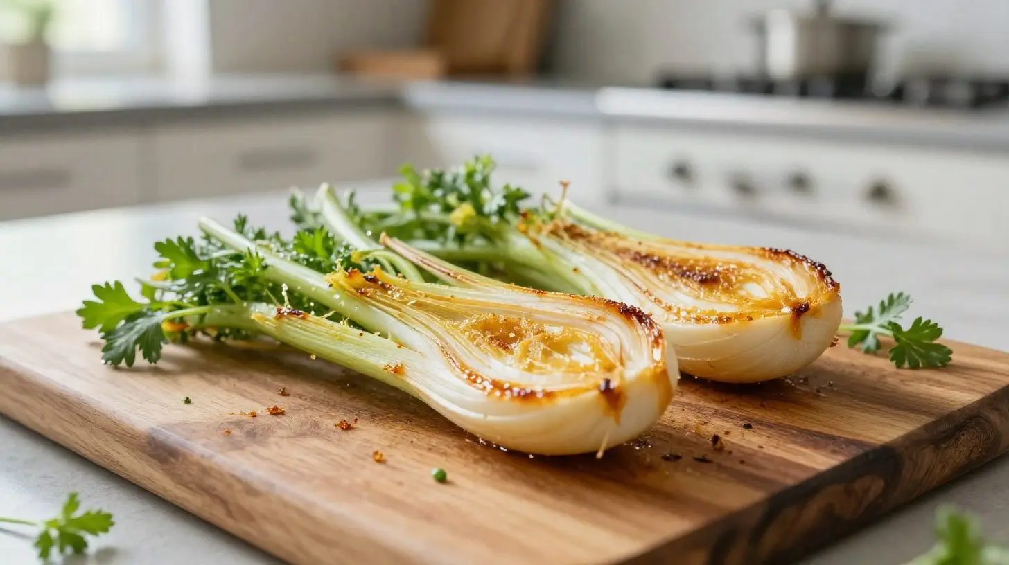 Knuspriger Fenchel aus der Heißluftfritteuse, perfekt gewürzt und gesund.