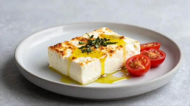Leckerer gebackener Feta im Airfryer mit frischen Kräutern und aromatischen Gewürzen.