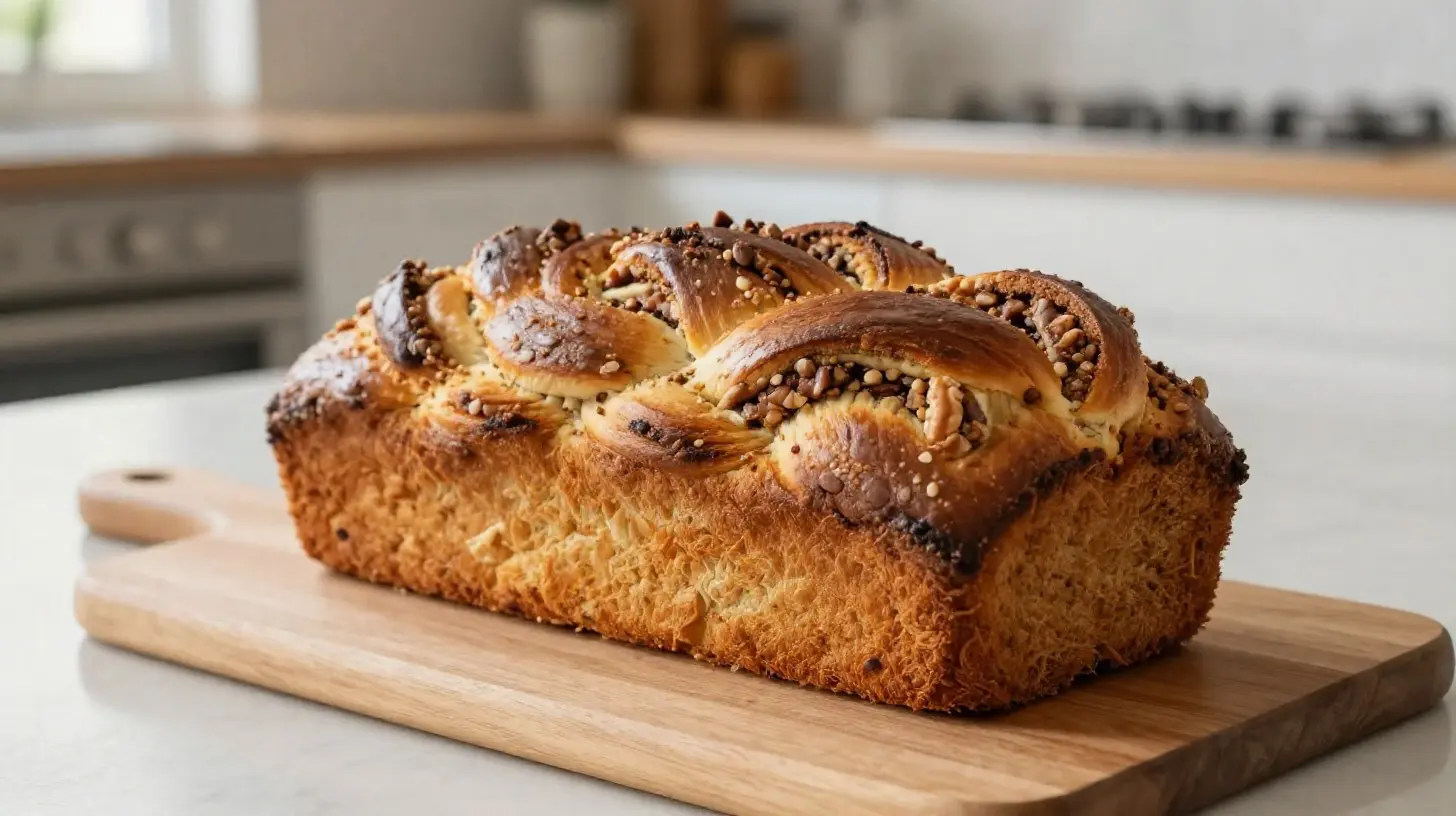 Leckerer Nusszopf im Airfryer, perfekt gebacken und mit Nüssen gefüllt.