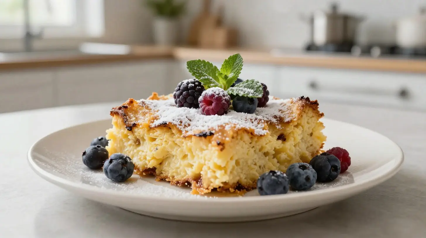 Leckeres Quarkauflauf aus dem Airfryer, ideal für ein einfaches Dessert.