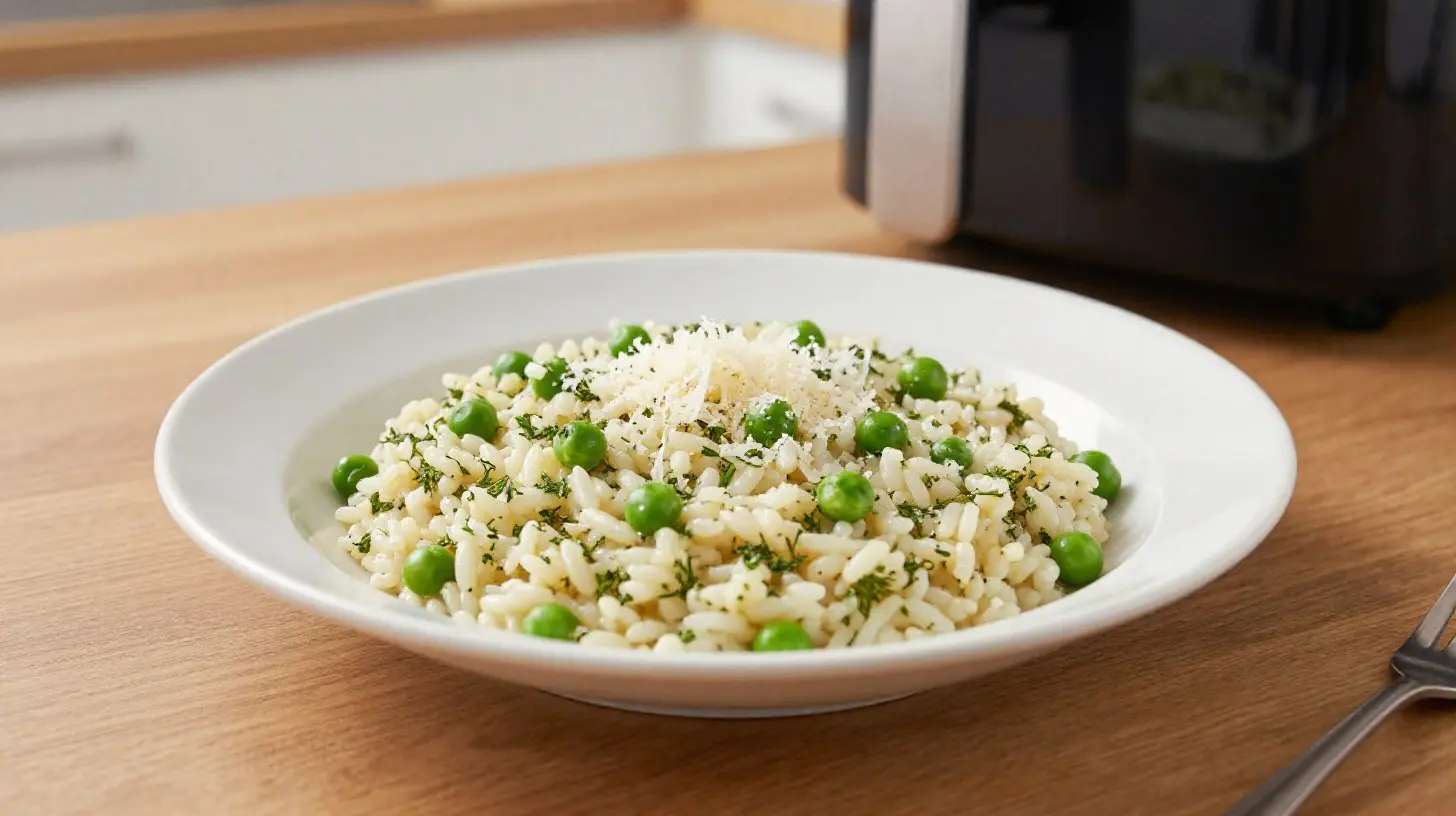Leckeres Risotto im Airfryer, perfekt zubereitet mit frischen Zutaten.