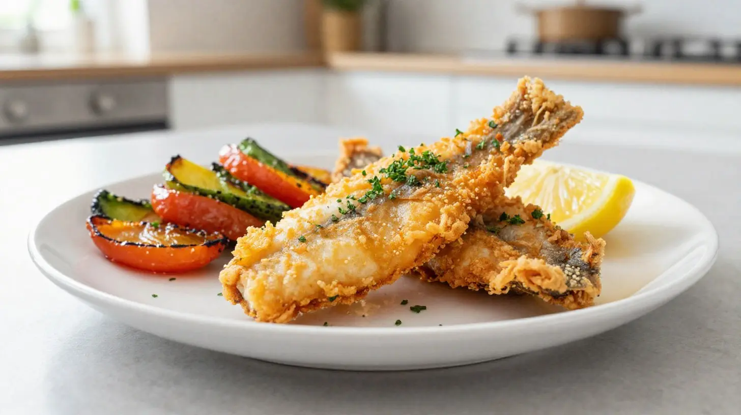 Leckerer Rotbarsch aus der Heißluftfritteuse, knusprig und saftig zubereitet.