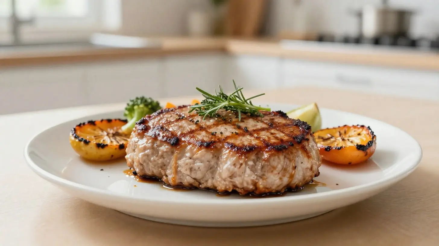 Leckere Seitansteaks aus der Heißluftfritteuse, perfekt gewürzt und saftig.
