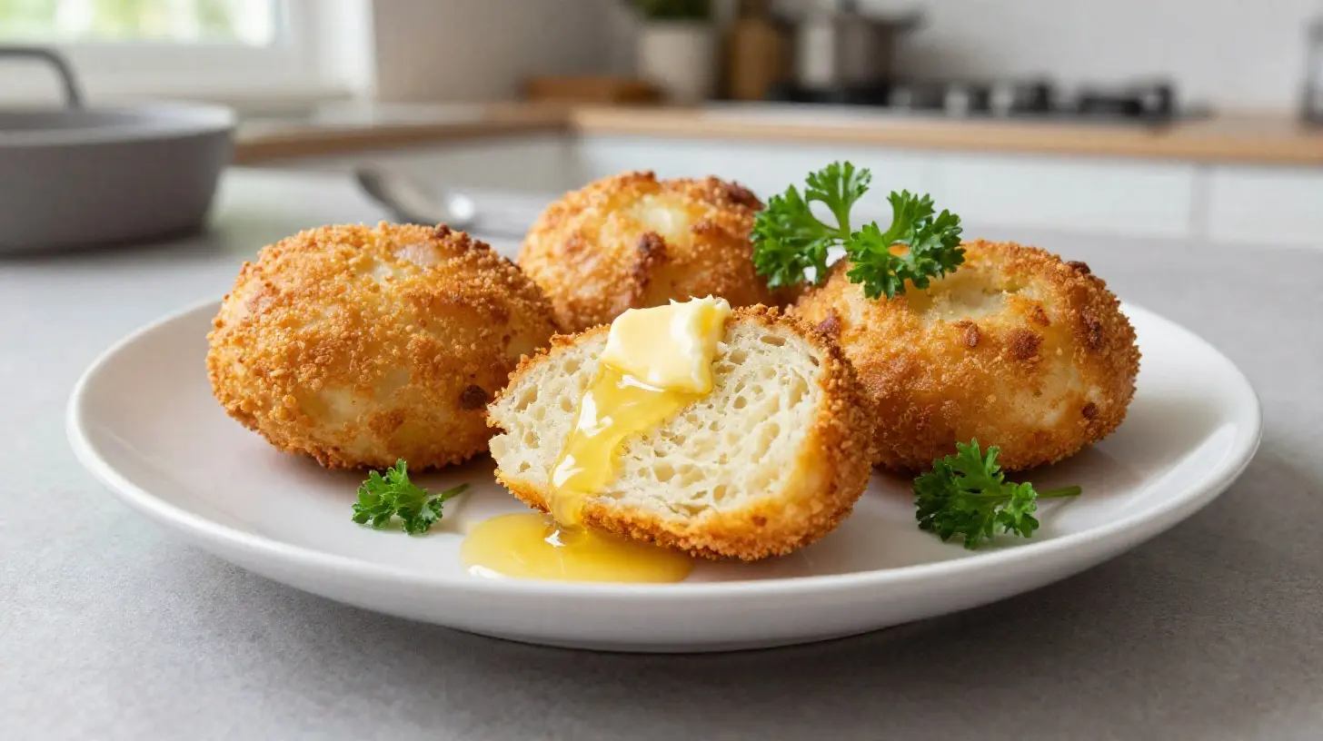 Delicious Semmelknödel aus der Heißluftfritteuse, perfekt goldbraun und knusprig.