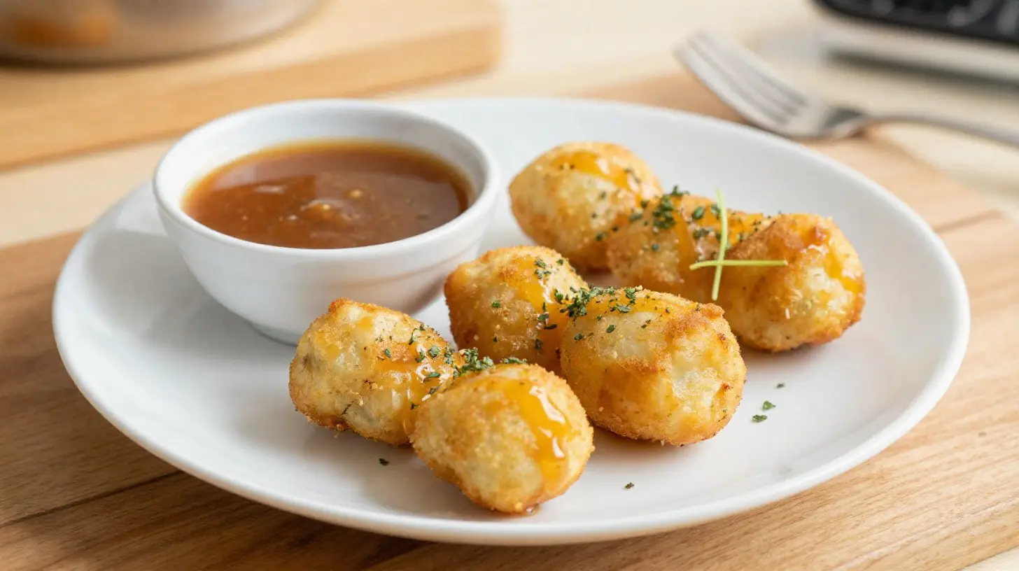 Köstliche Serviettenknödel im Airfryer, perfekt gebräunt und fluffig.