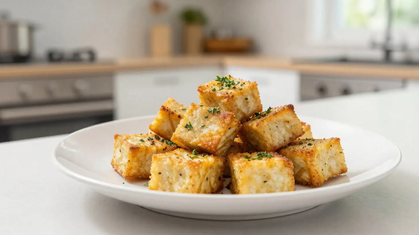 Knuspriger Tempeh, der im Airfryer zubereitet wird, voller Geschmack und Nährstoffe.