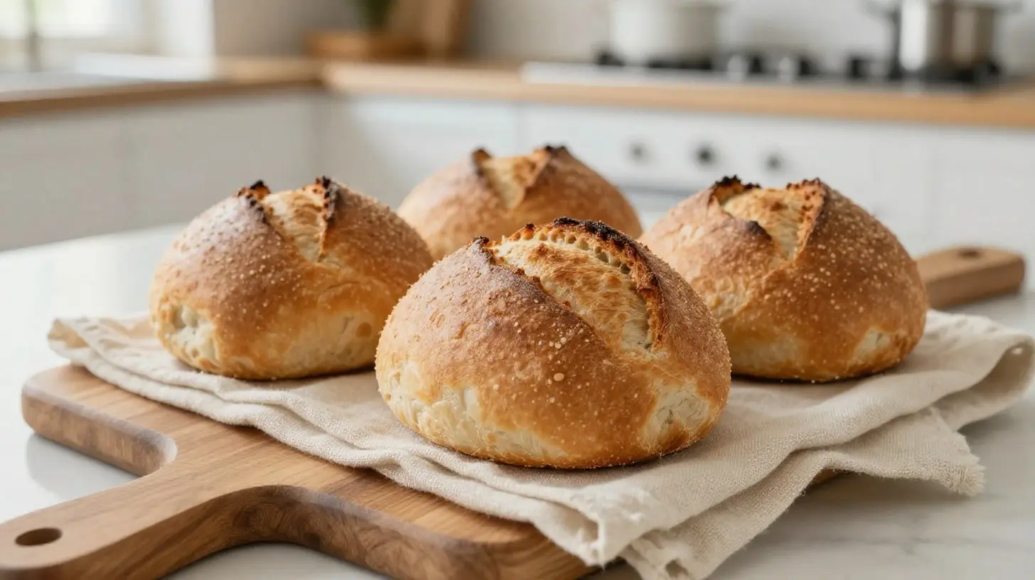 Knusprige Vollkornbrötchen, perfekt zubereitet im Airfryer für ein gesundes Frühstück.