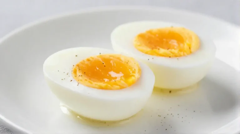 Perfekt zubereitetes weiches Ei im Airfryer mit zartem Eigelb und festem Eiweiß.