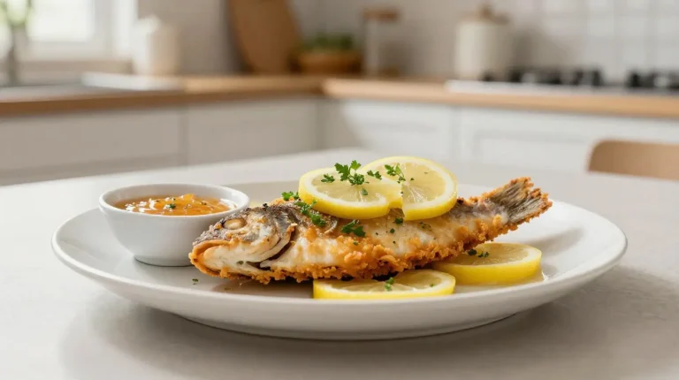 Zarter Wolfsbarsch perfekt zubereitet im Airfryer für eine gesunde Mahlzeit.