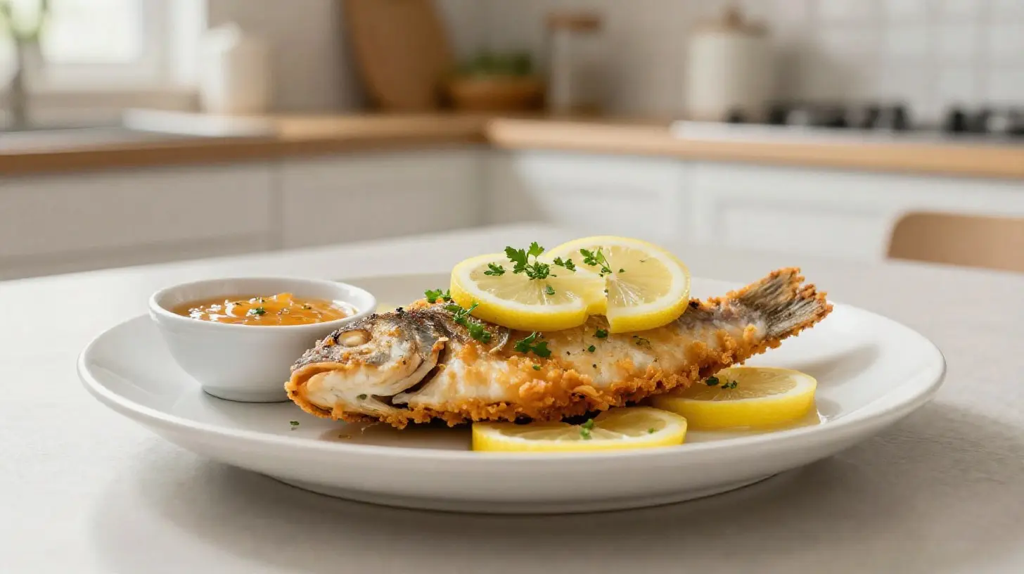 Zarter Wolfsbarsch perfekt zubereitet im Airfryer für eine gesunde Mahlzeit.