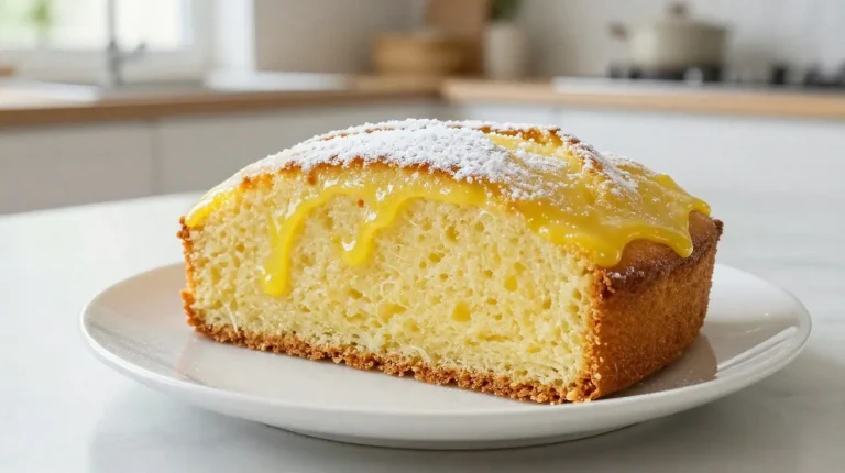 Luftiger Zitronenkuchen, der im Airfryer auf perfekte Weise gebacken wird.