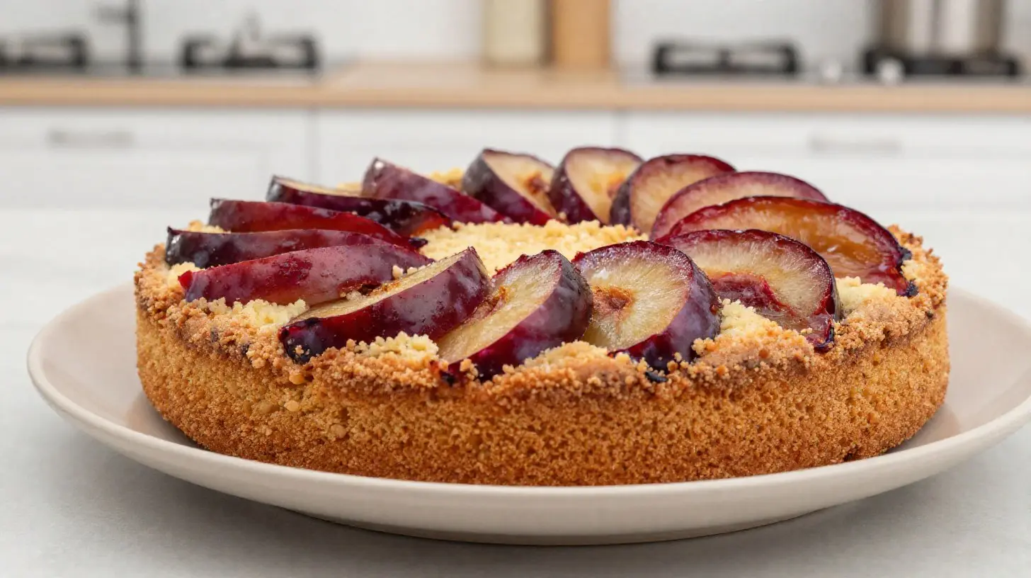 Leckerer Zwetschgenkuchen, perfekt im Airfryer zubereitet.