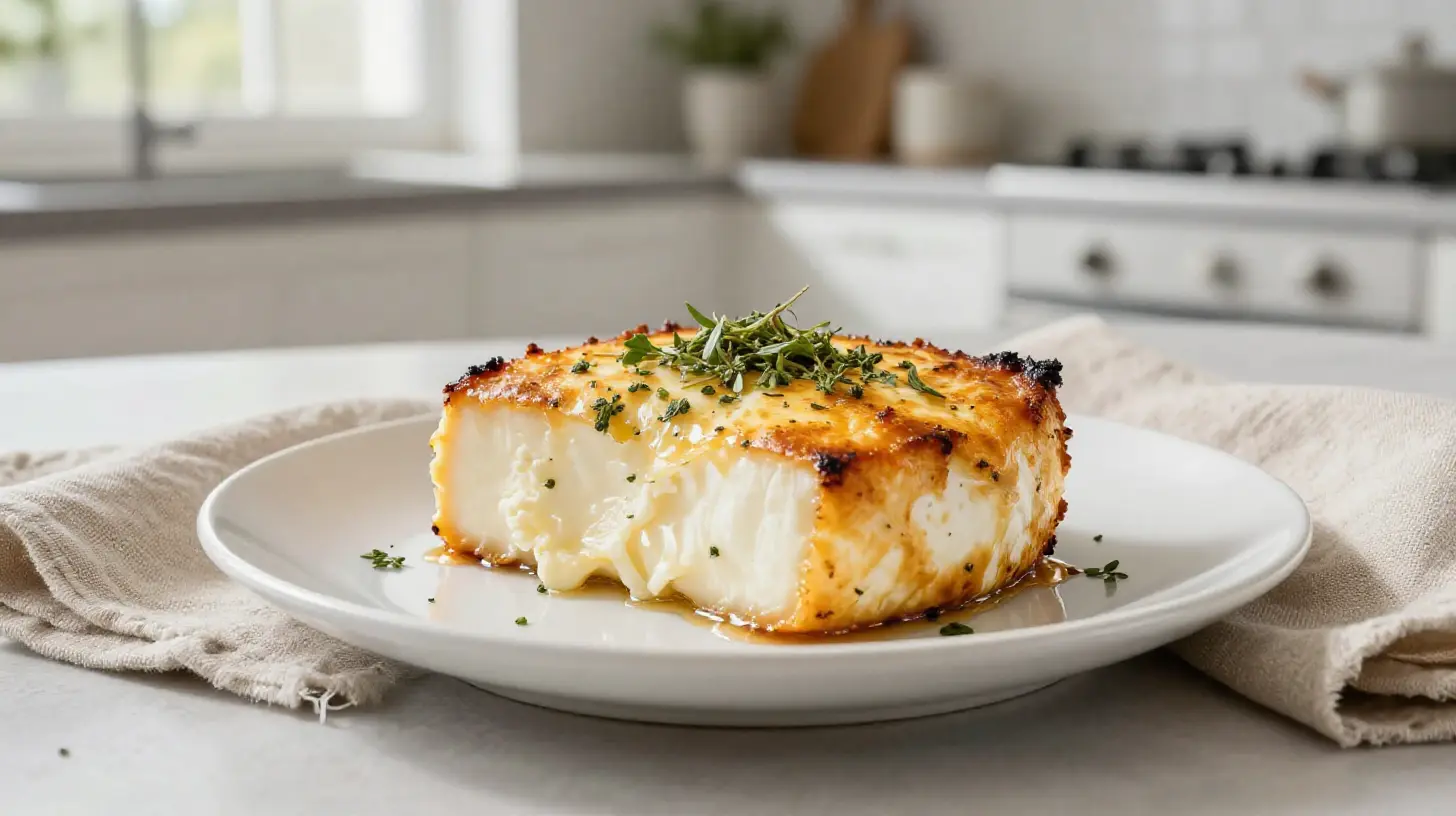Leckerer gebackener Ziegenkäse, perfekt zubereitet im Airfryer für einen knusprigen Genuss.