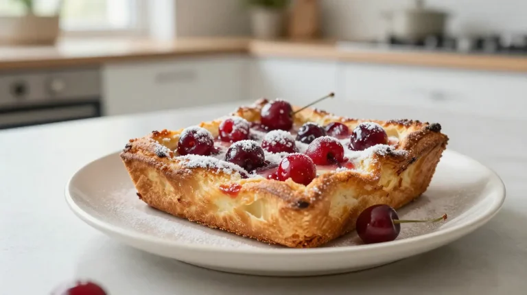Saftiger Kirsch-Clafoutis aus dem Airfryer mit saftigen Kirschen und zarter Vanille-Basis.