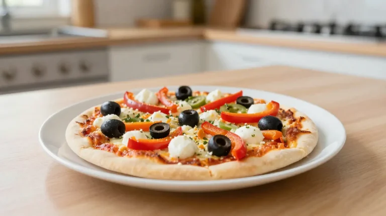Leckere Mini-Pizzen mit buntem Belag, frisch zubereitet im Airfryer.