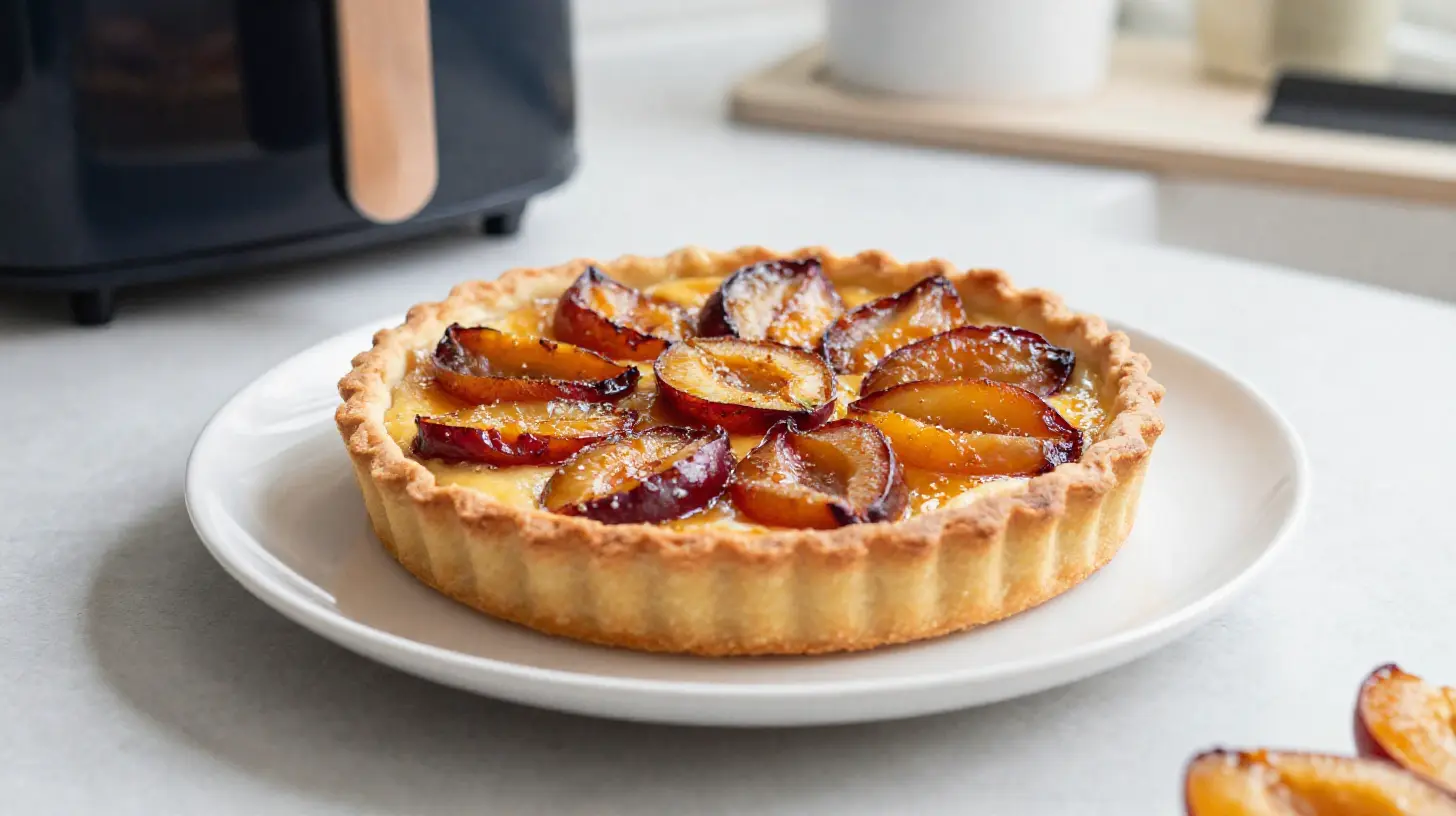 Leckere Mirabellen-Tarte aus der Heißluftfritteuse, perfekt für den Sommer.