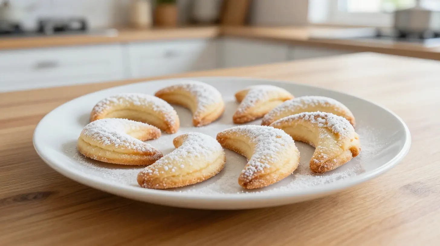 Leckere Vanillekipferl, die im Airfryer perfekt gebacken wurden.