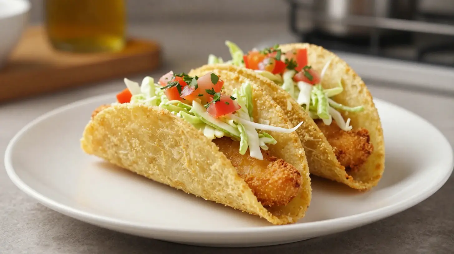 Leckere Fisch-Tacos aus der Heißluftfritteuse, perfekt knusprig und voll im Geschmack.